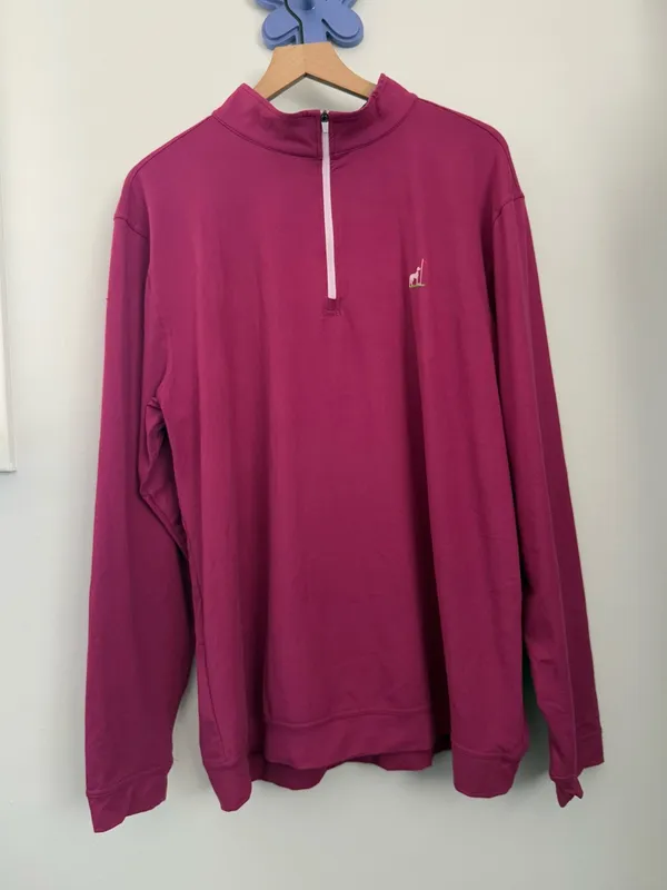 Proud 90 Golf is Fun Men’s XL Quarter Zip Pullover Magenta Golf Athletic Outdoor - Image 3