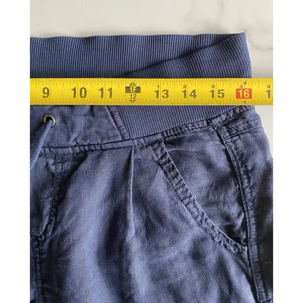 Athleta Linen Reverie Pants Sz 2 Navy Blue Drawstring Elastic Waist Wide Leg - Image 7