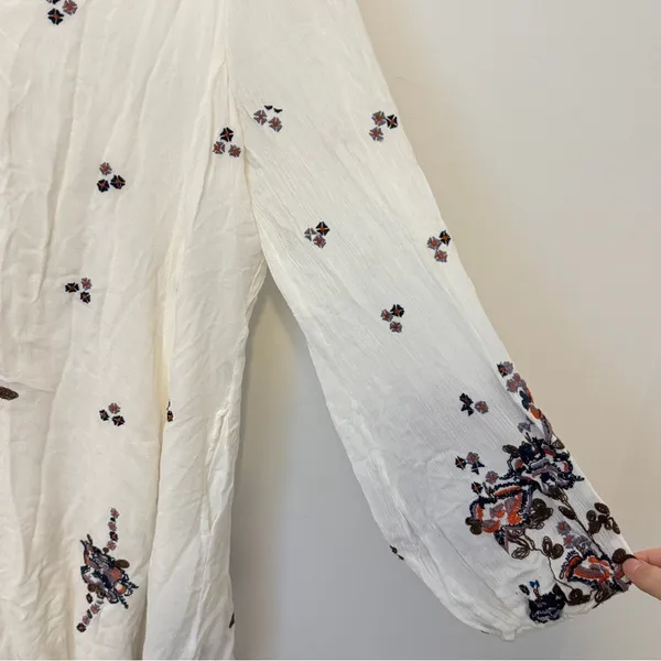 Free People Embroidered Oxford Mini Dress Size Large White Beach Boho - Image 6