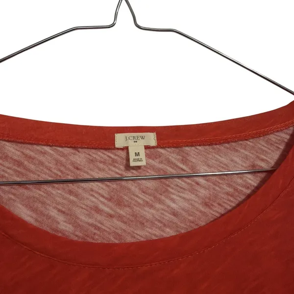 J.Crew Womens Orange White Striped Slub Cotton 3/4 Sleeve Top Size‎ M 80227 - Image 3