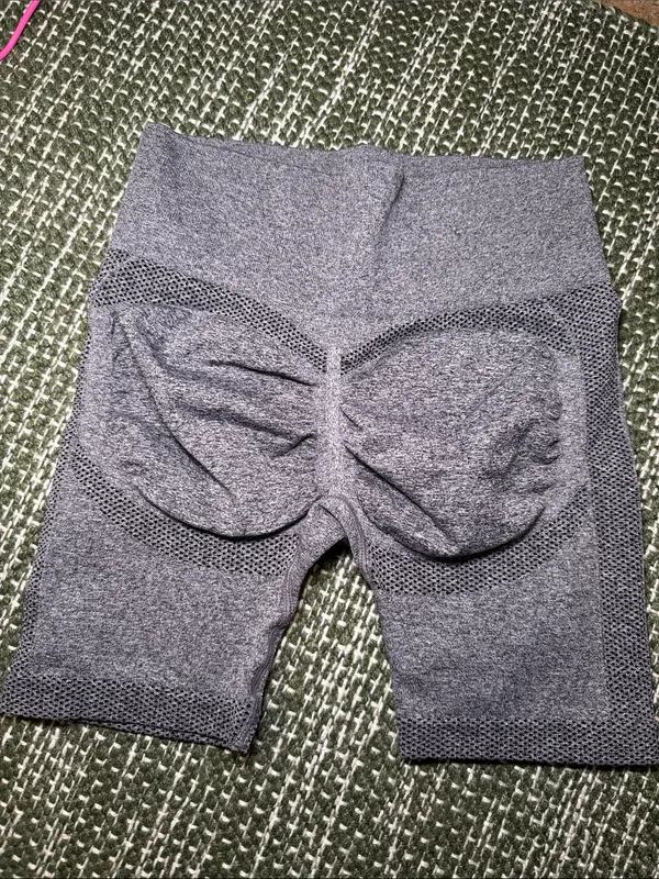 High-Waist Seamless Gray Bike Shorts - Image 2