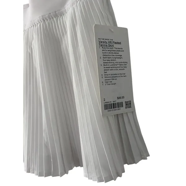 Lululemon High-Rise Pleated Tennis Skirt White Size 2 NWT - Image 5