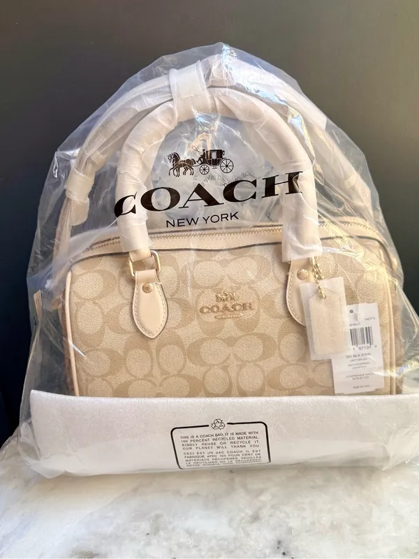 NWT Coach Rowan Satchel Bag in Blocked Signature Canvas-Light Khaki Multi CH486 - Image 12