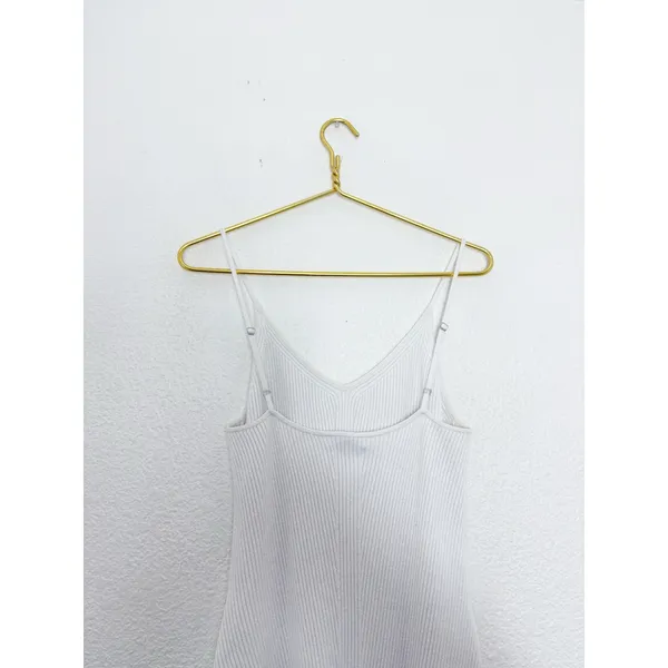Abercrombie & Fitch Slip Midi Sweater Dress Size XL V-Neck Spaghetti Strap White - Image 13