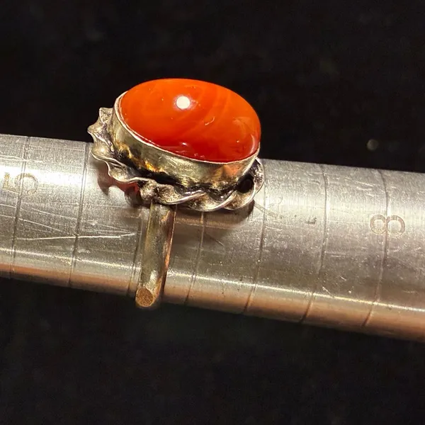 Vintage-Style Oval Carnelian Cabochon Ring size 6.25 - Image 6