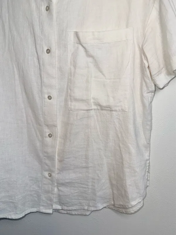 Abercrombie & Fitch Linen Blend Oversized Shirt Ivory White Button Down - Image 4