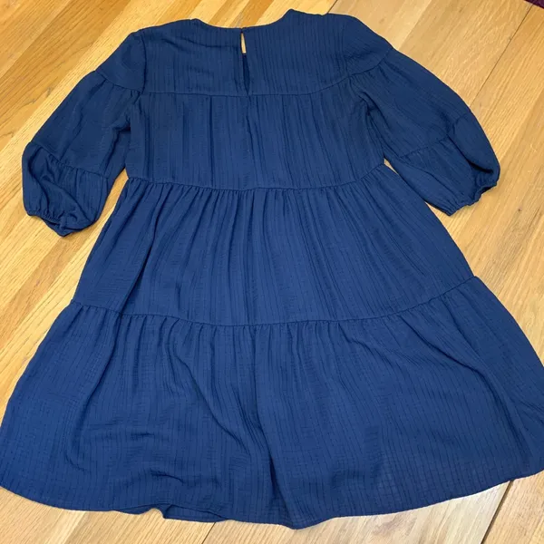 Calvin‎ Klein Navy Blue Tiered Babydoll Dress 3/4 Balloon Sleeve CD2H4N Size 2 - Image 5