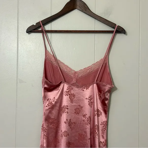 Motel Rocks Coti Satin Lace Slip Dress Pink Floral Bodycon Y2K Coquette Womens M - Image 12
