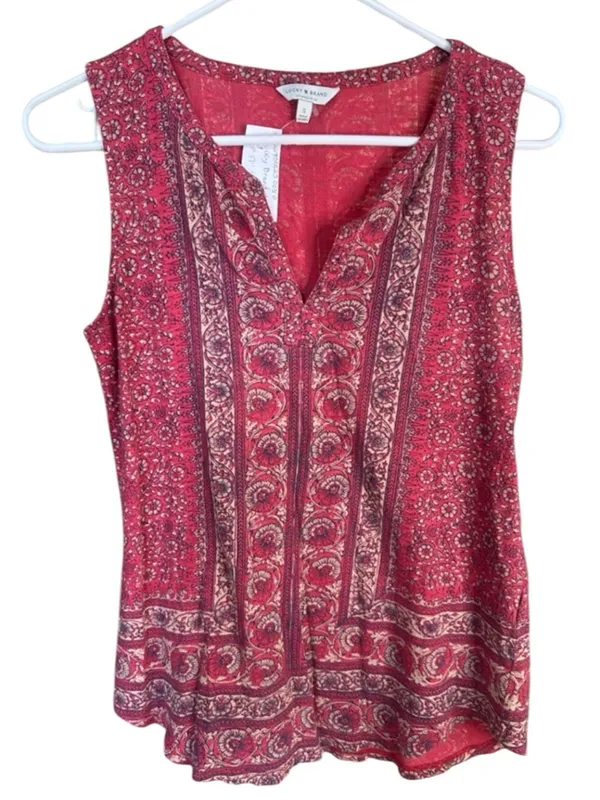 Lucky Brand Red Floral Print Boho Sleeveless Blouse Top - Image 2