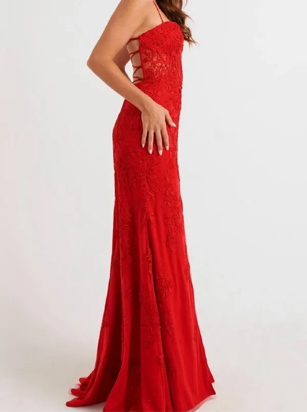Faviana Prom Dress Red Slit 11054 - Image 9