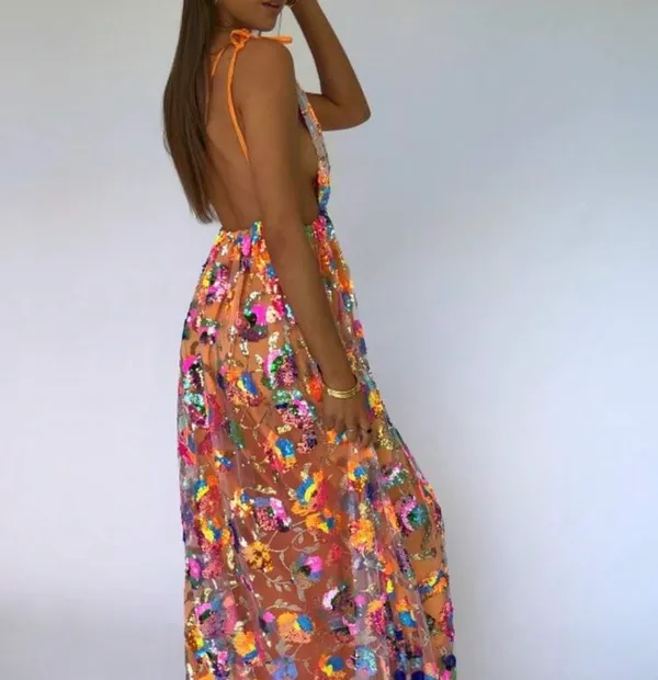 orange sequin dress  - Image 2