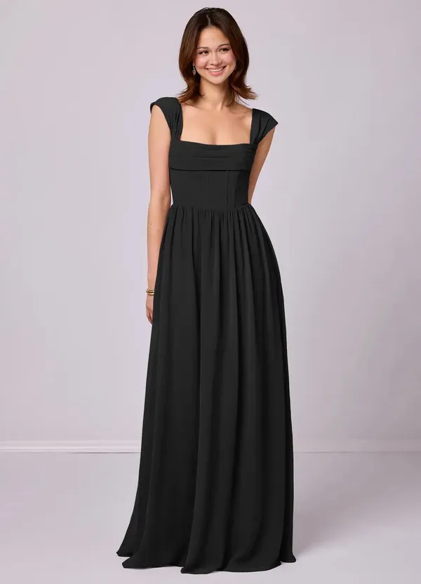 Azazie Black Chiffon Bridesmaid Dress - Image 4