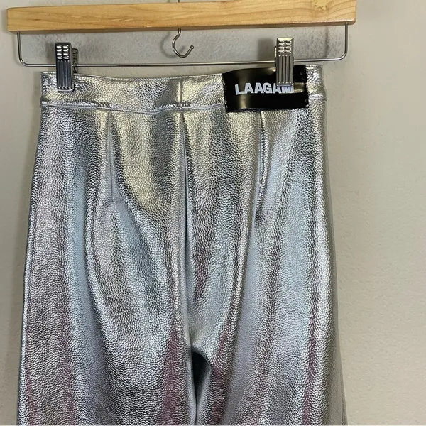 LAAGAM Metallic Wide Leg High‎ Rise Pants NWT Size XXS - Image 10
