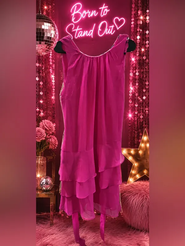 1. State Women's Fuchsia Tiered Maxi‎ Dress - Image 4