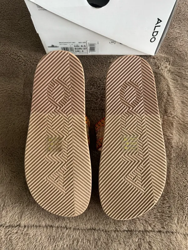 NWB Aldo Beachvacay Brown Multi Color Sandals Size 6.5 - Image 5