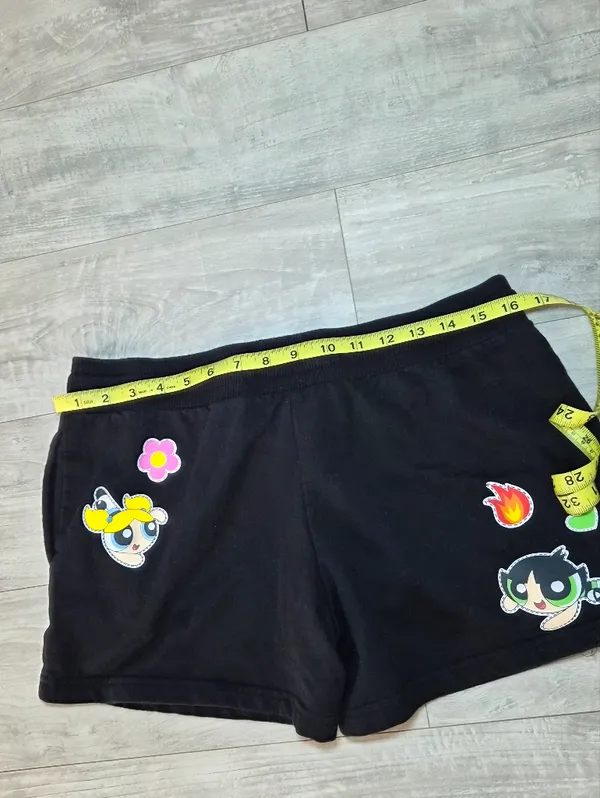 Black Powerpuff Girls Patch Shorts Large - Image 3