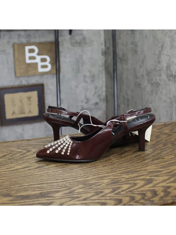 A New Day Womens Serafina Heels Rhinestone Patent 94661782 Burgundy Red 7M - Image 7