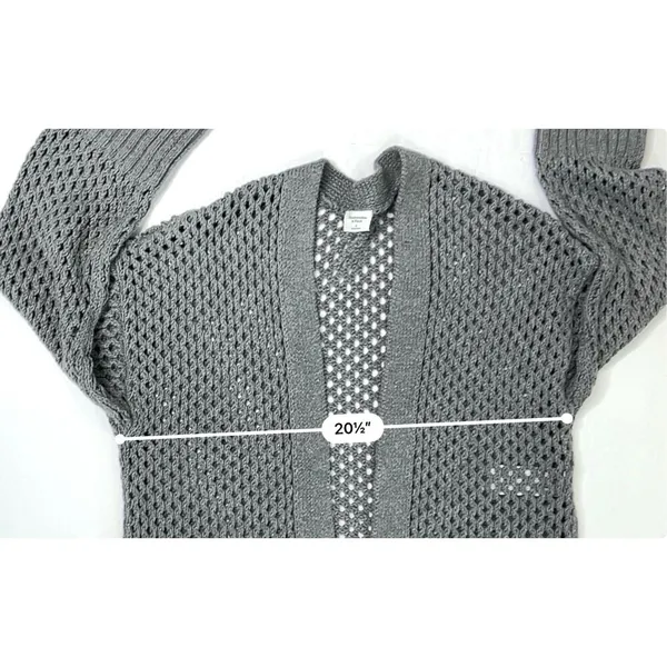 Abercrombie & Fitch Basket Weave Cotton Open Cardigan‎ Sweater SMALL Gray Shrug - Image 5