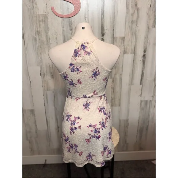 Candie’s White Floral Lace Halter Dress XS - Image 4