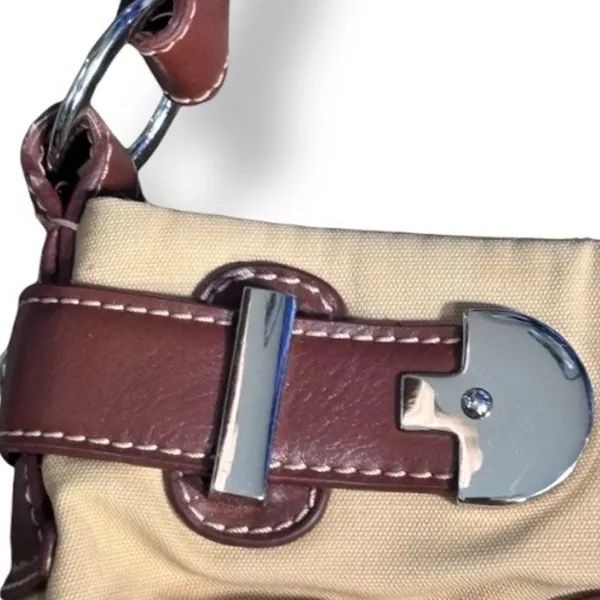 Vintage Etienne Aigner Beige Canvas Leather Shoulder Bag Classic Neutral Purse‎ - Image 7