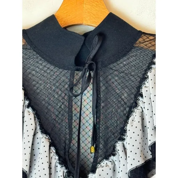HAH Hot As Hell Bodysuit Women Small Black White Polka Dot Heavy Knecking‎ NWT - Image 9