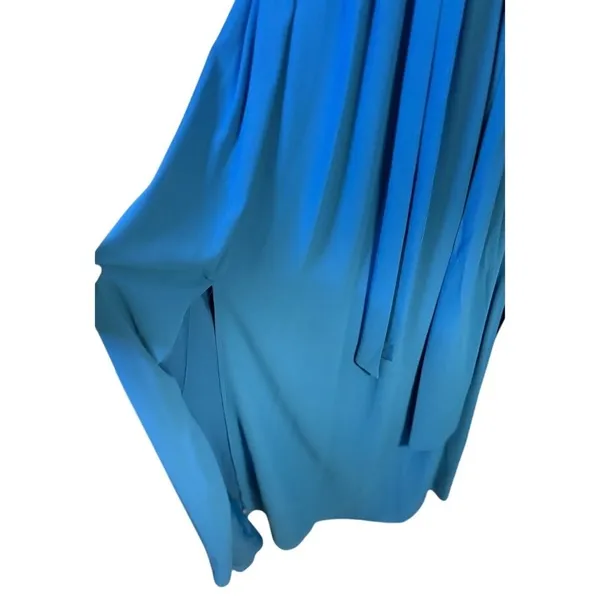 Belle Badgley Mischka Maxi Dress Womens‎ 8 Blue Excellent Crisscross Halter Gown - Image 4
