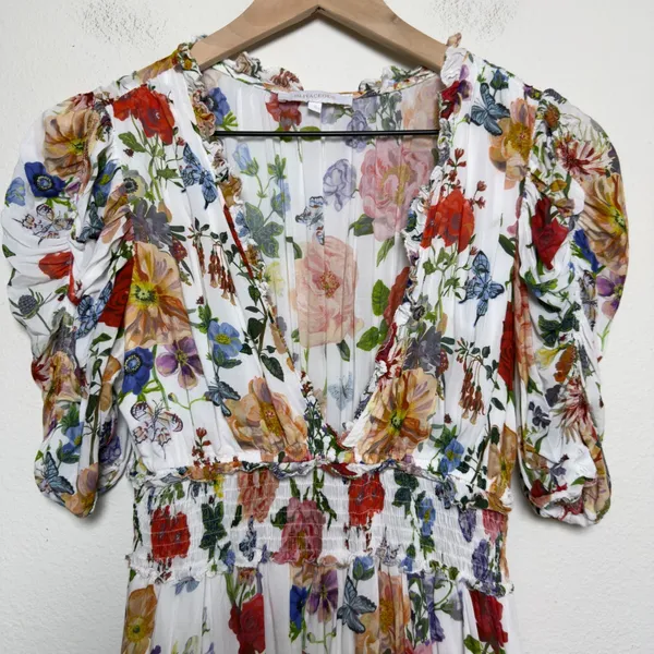 Olivaceous Women Babydoll Dress Small White Floral Butterfly Garden‎ Wedding - Image 5