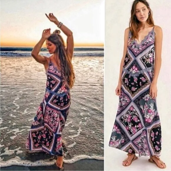 Intimately Free People Stevie Printed Maxi Slip Dress in Graphite Combo Medium - Image 2