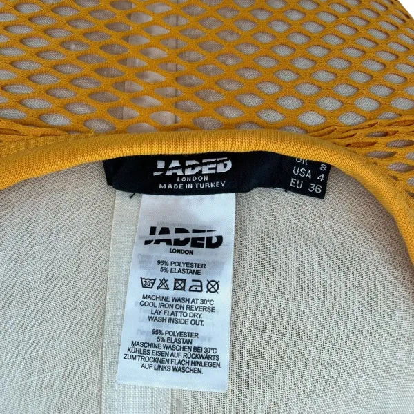 Jaded London Fishnet Mesh Tank Top Yellow Festival Y2K Sheer US 4‎ - Image 10