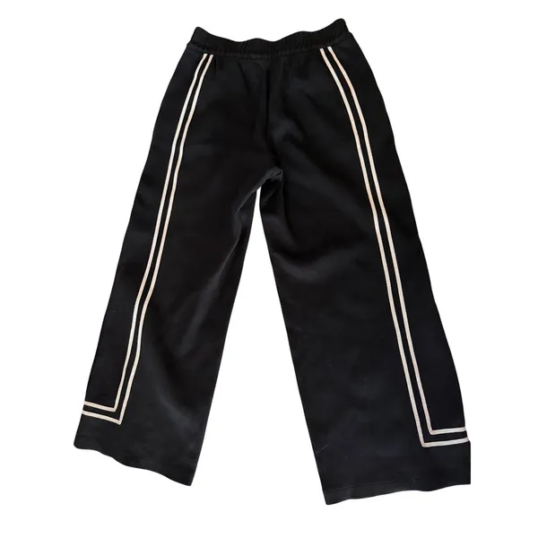 T by Talbots Black Wide Leg Pants Small Petite White Stripe Sporty Preppy - Image 4