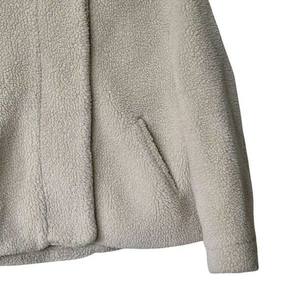 Zara XS Women's Beige Sherpa Teddy Shearling Hooded Cropped Jacket Coat - Image 12