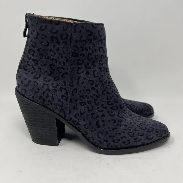 Vintage Havana Rook Black Cheetah‎ Zip Up Ankle Booties Boots Women's Size 7.5 - Image 3