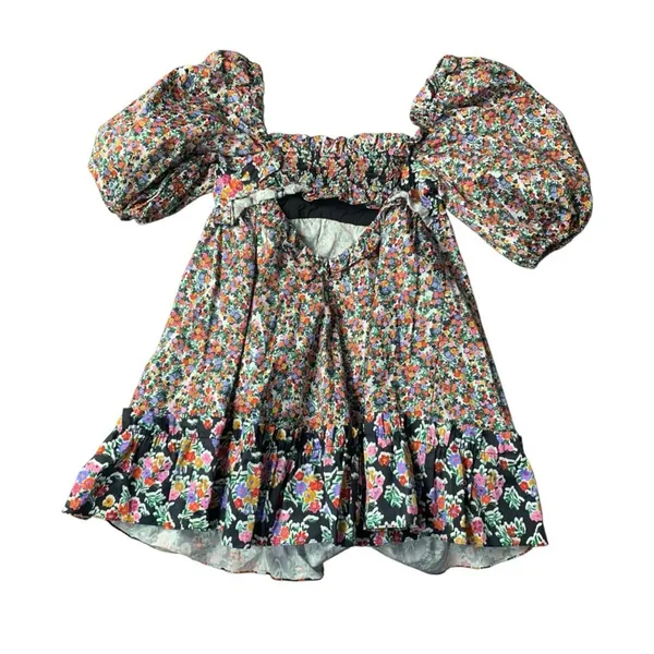 For love & Lemons size large nwt Hudson mini dress Chic Floral ruffle black - Image 5