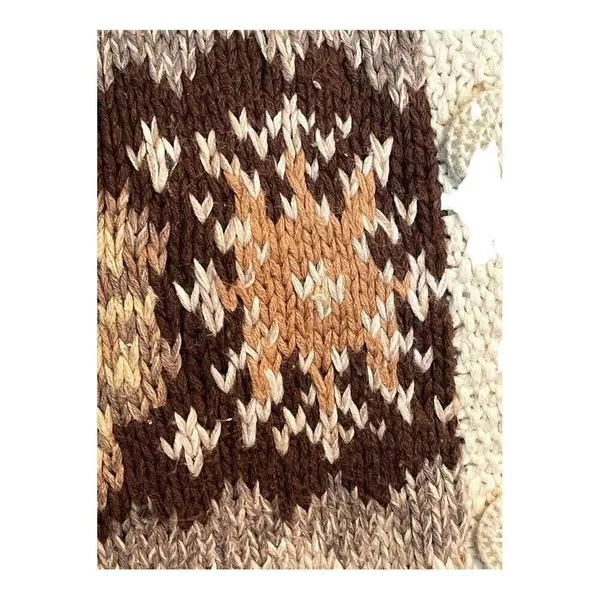 Red Camel Llama Novelty Cardigan Sweater Womens Large Cream Brown Vintage‎ Ramie - Image 5