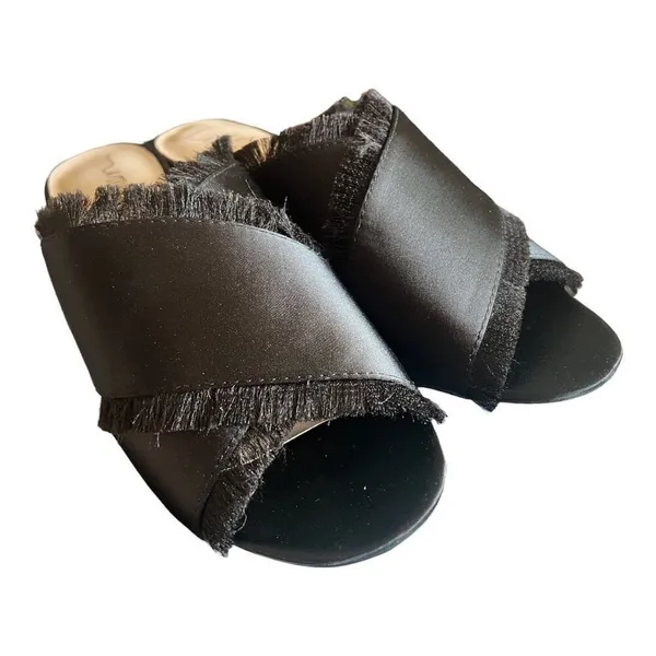 New in Box Womens Libby Edelman LE Spender Black Fringe Mules Heels - Sz 9.5 - Image 4