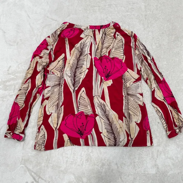 Zara womens medium abstract boho‎ floral top blouse size medium pink - Image 2