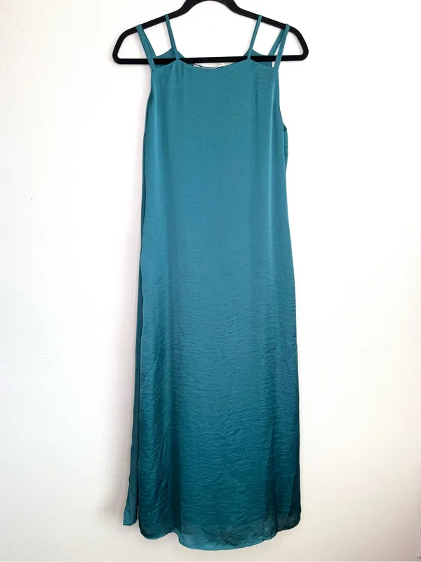 Soft Surroundings Dress Peacock Turquoise Blue Teal Double Strap Wrap Style - Image 4