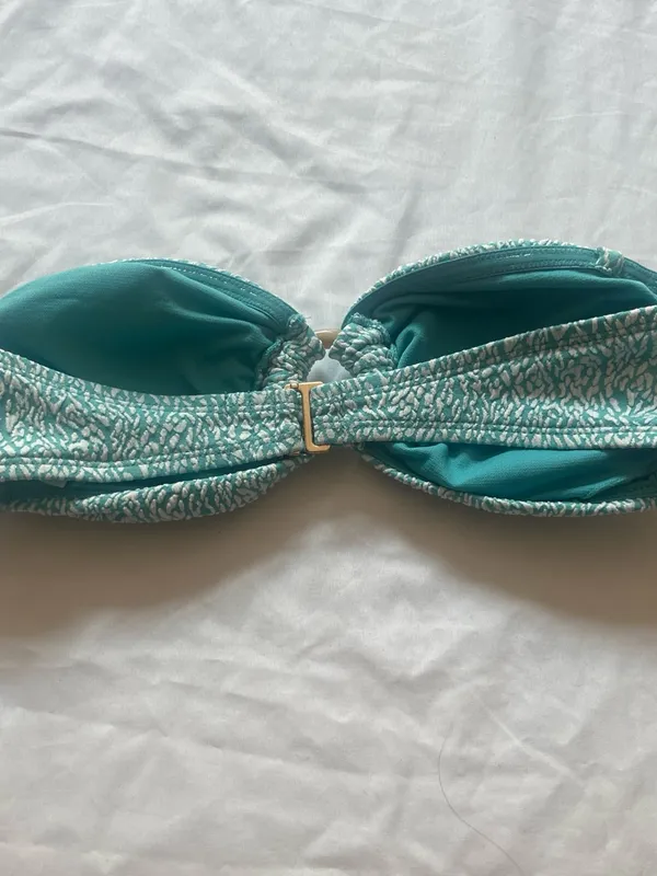 Time and Tru Teal Patterned Bandeau Bikini Top Blue - Image 4