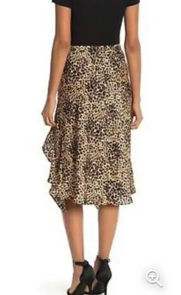 Leopard print midi skirt with ruffle slit - Image 4