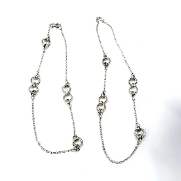Banana Republic Set 2 Silver Tone Statement Links Chain Necklace Layered - Image 6