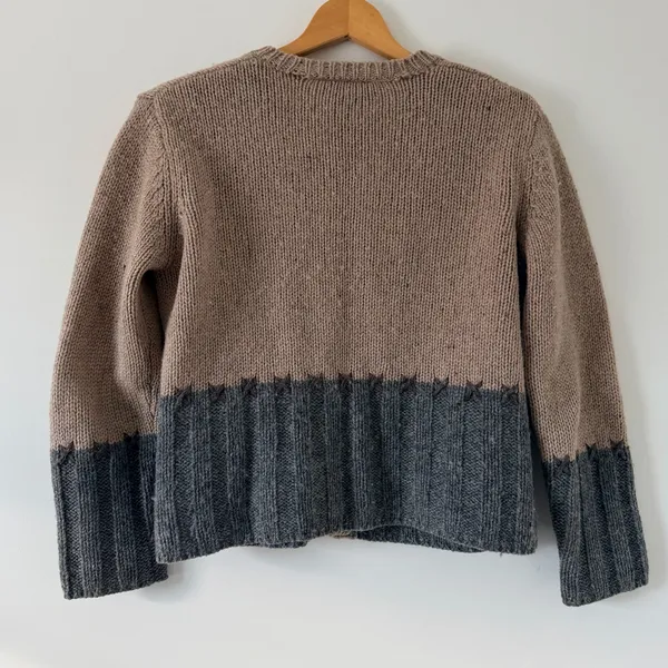 J. Jill Tan and Gray Wool Cardigan Sweater - Image 5