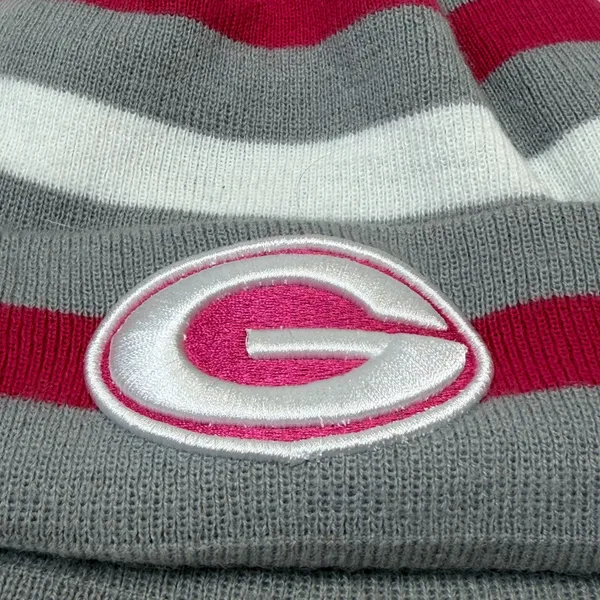 Green Bay Packers New Era Beanie Womems Gray Pink Breast Cancer Awareness Pom - Image 4