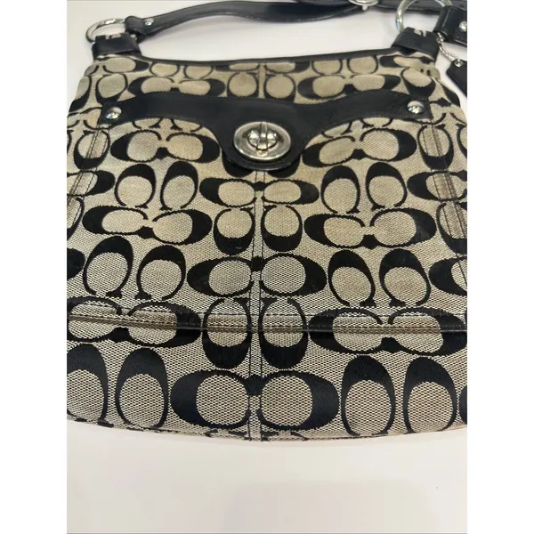 Coach Penelope F15513 Signature Y2K Turnlock Crossbody Shoulder Bag Black - Image 8