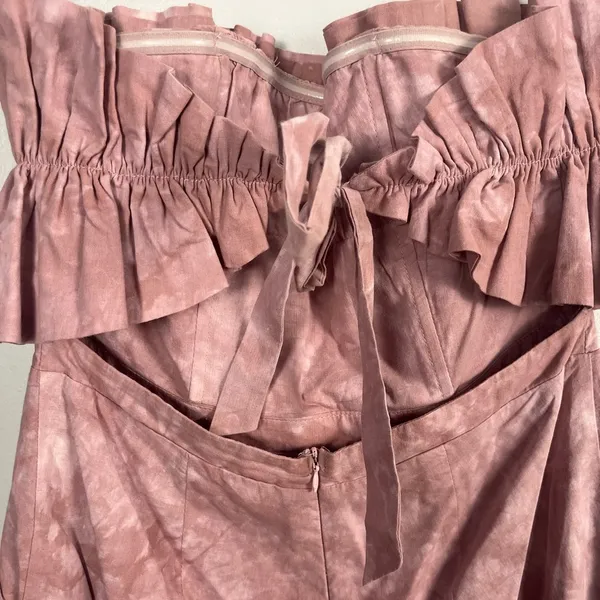 Fourteenth & 9th strapless ruched pink tie dye jumpsuit size large cotton - Image 4