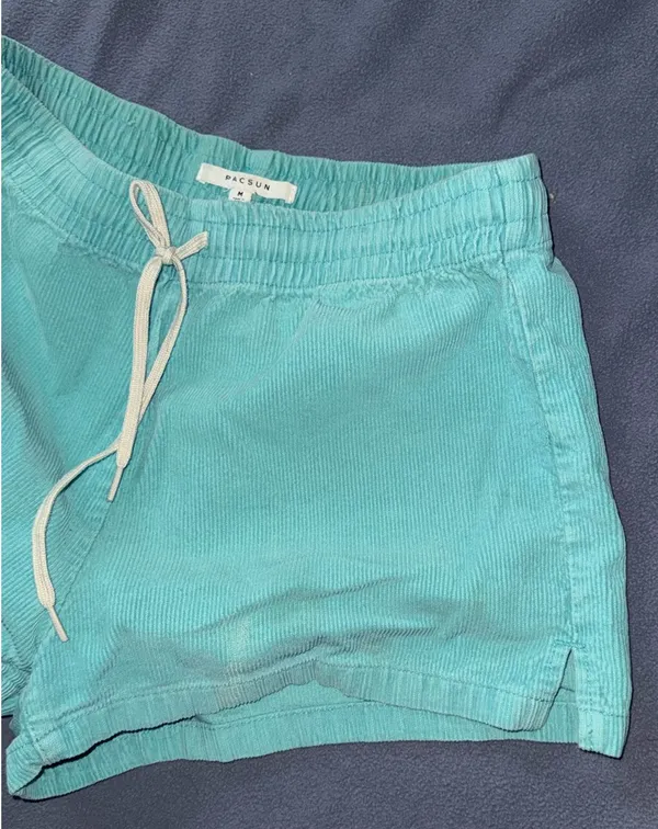 Teal Corduroy PacSun Shorts - Image 3