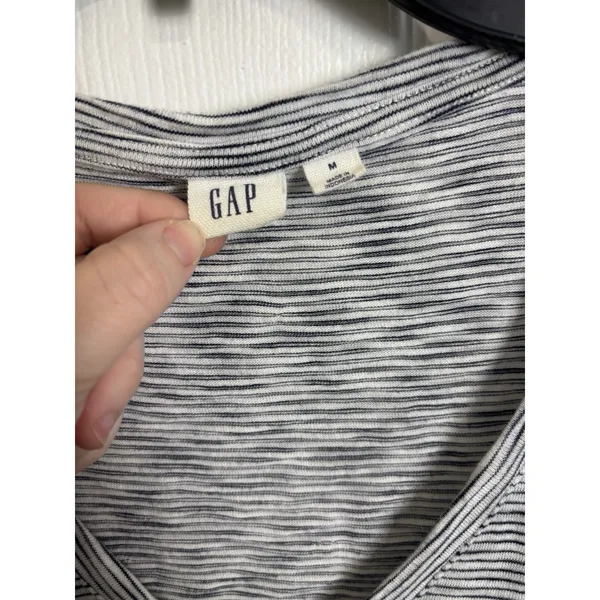 Gap Navy White Striped V-Neck T-Shirt Dress M Nautical Beach Vacation Coastal - Image 3