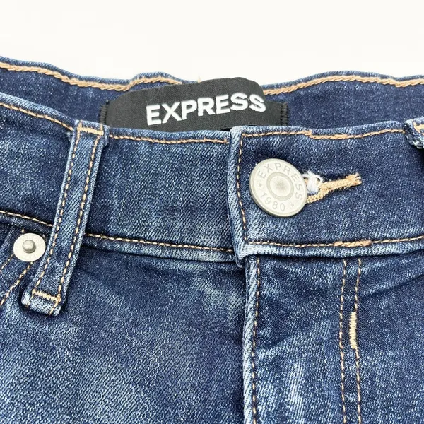 Express Womens Denim Shorts Size 0 Midi High Rise‎ Cuffed Summer Beachy Vacation - Image 5