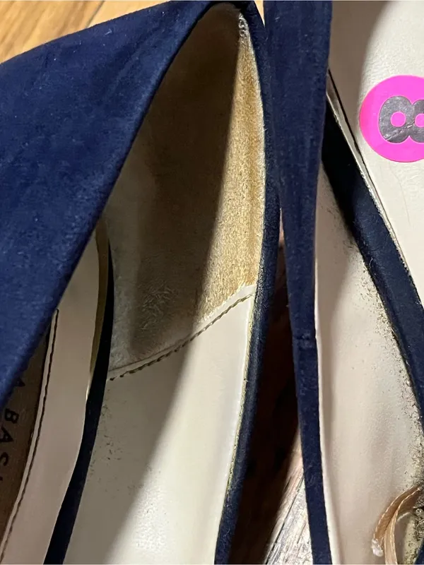 Zara Basic Navy Blue Suede Block Heel Pumps Size 8 Pointed Toe - Image 10