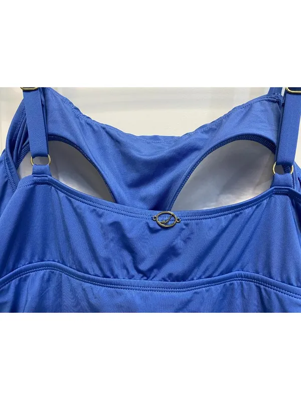 Jantzen Dungaree Blue Solid Modest UPF 50 Swim Dress Size 12 - Image 5