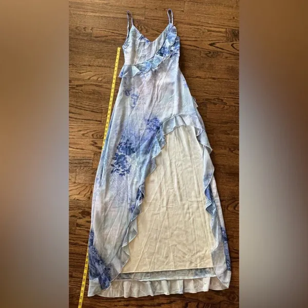 NWT White Fox End of Road Maxi Dress S Blue Frill Ruffle Edge Wedding Guest - Image 6